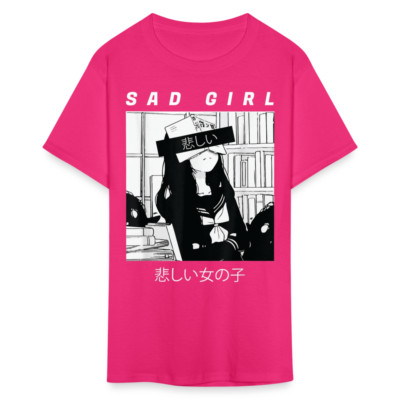 Sad Anime Emo Girl - Japanese Aesthetic Vaporwave Anime Otaku Sadness T-Shirt