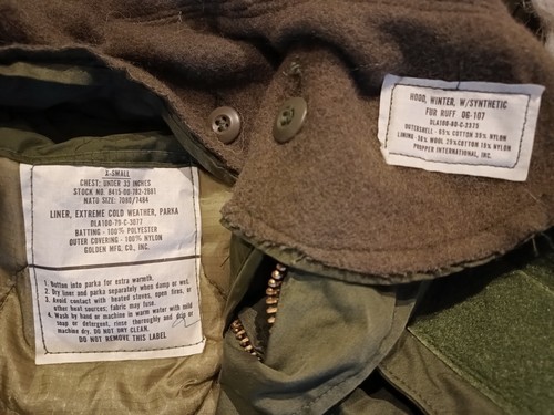 Original M-65 m65 ECW Fishtail Parka w/liner &hood. X-small New - Picture 6 of 12