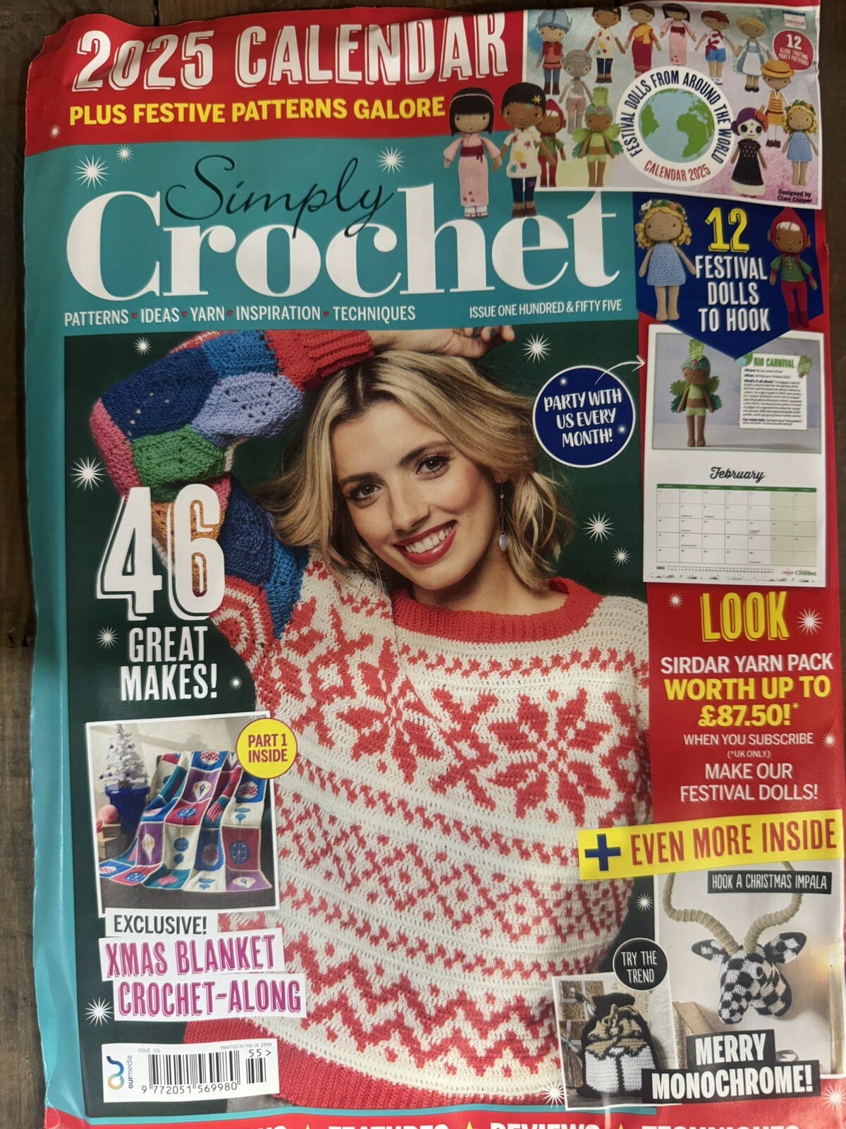 Simply Crochet Magazine #155 2024 Xmas Impala, Blankets + 2025 Doll Calendar