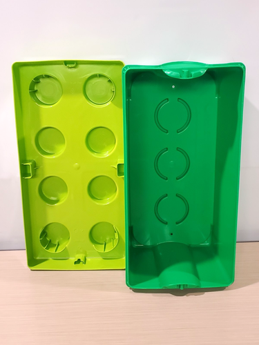 LEGO Green 8 Knob Stackable Brick Plastic Storage Bin Holder w/Lid Genuine READ - Picture 4 of 9