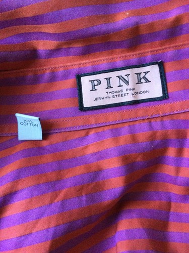 Camisa de Vestir THOMAS PINK Algodón Rosa/Naranja Rayas MUJERES Manga Larga Talla S 10 - Imagen 2 de 12