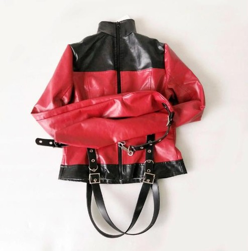 Women's PU Leather jacket Binder Bondage Harness Slave Coat Straitjacket - Picture 3 of 18