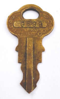 Vintage Key Chicago Lock Co GB99 Illinois Appx 1-3/8'' Padlocks Cabinet Desk Case