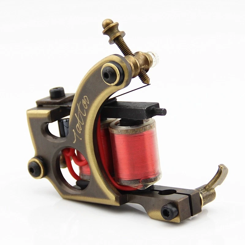 Máquina de tatuaje profesional de latón tallado CNC de actualización 12 bobinas envolventes sombreador Foto 3 de 4