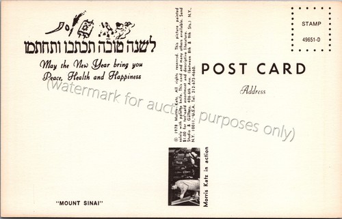 Judaica Postcard: Mount Sinai Morris Katz Vintage Jewish New Year, Rosh Hashanah - Picture 2 of 2