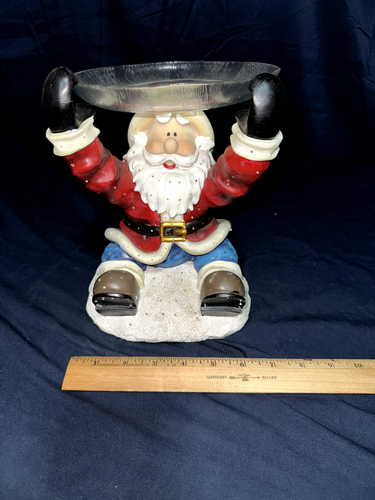 LED Lights Up Music Santa Ceramic Glass Dish Figurine Tested 9"x 6" Christmas - Picture 17 of 17