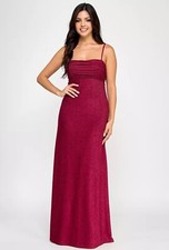 Juniors Backless, tie back long glittery dress thin strap 
