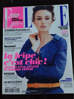 ELLE Magazine du 16/11/2012; Keira Knightley/ Kylie Minogue/ Nico