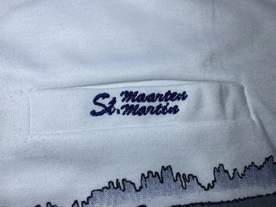 Vintage Golf Polo Shirt M St Martin All Over Print Pocket Contrast Polo - Image 3 of 4