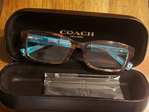 COACH Brooklyn HC6040 5116 Dark Tortoise Teal Demo Lens 52 mm Woman's Eyeglasses - Picture 4 of 7