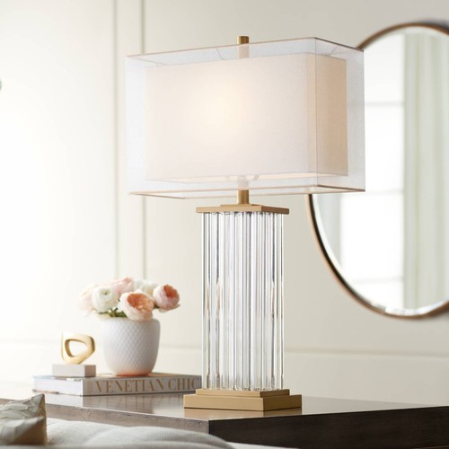Darcia Modern Table Lamp 29" Tall Clear Crystal Glass for Bedroom Living Room