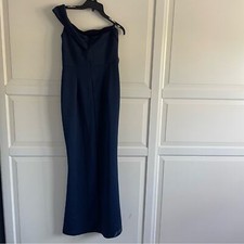 Black Halo Navy Blue Molten Off-Shoulder Gown 22716