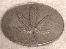 Vintage Metal Belt Buckle Cannabis Leaf