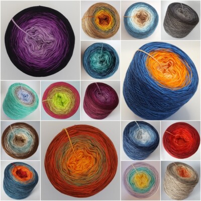 (1,45EUR/100m) Farbverlaufsgarn, Lace, Bobbel, 4-fädig 50%Baumwolle&50%Polyacryl