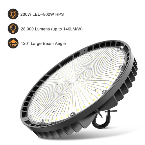 2Pack 200W LED High Bay Light Dimmable Industrial Workshop Lamp 30000lm 5000K - Picture 8 of 18