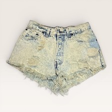 Vintage 90s Levi's Distressed Acid Wash Cut-Off Jean Shorts S 9 Frayed USA Made