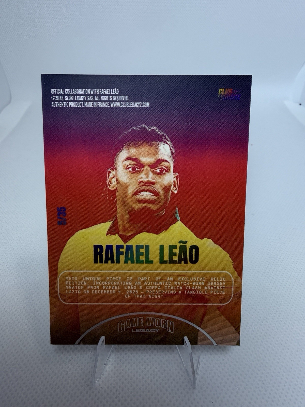 Club Legacy 2026 Game Worn Legacy Rafael Leão Memorabilia Insert #10 5/35 view 2