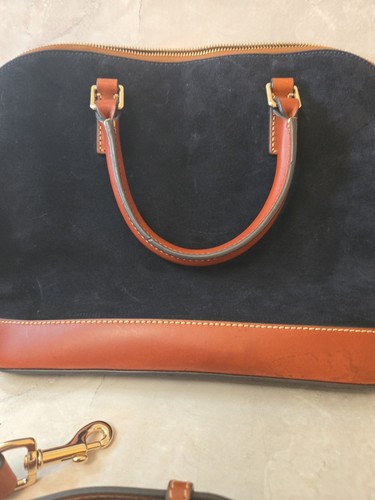 Dooney & Bourke NEW Suede Domed Zip Satchel Navy - Picture 4 of 15