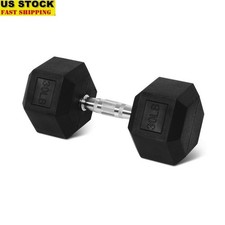 Rubber Encased Hex Dumbbell 30 lb Anti-Roll Comfort Grip Strength Training Tool