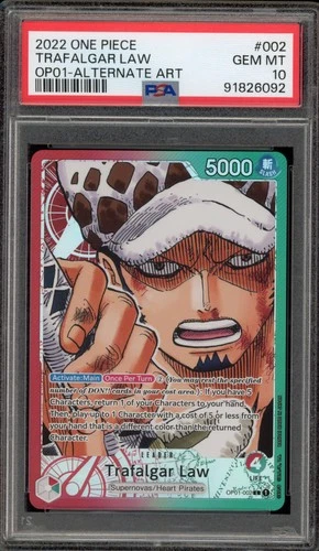 One Piece CCG Trafalgar Law Alternate Art OP01-002 PSA 10 Gem Mint
