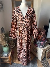ASOS Pink Zebra Print Long Dress Size 14