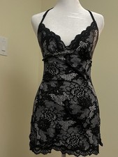Fredericks of Hollywood Lace Nightgown Black Floral Lace Size Small