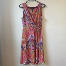 Lauren Ralph Lauren Paisley Wrap Sleeveless Women’s Dress, Petite Small