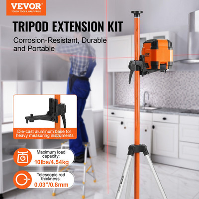 VEVOR Laser Level Tripod, 1/4''-20 & 5/8''-11 Thread Mount, 40.94-133.85 inch Heig