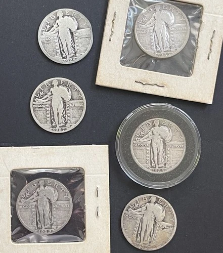 Standing Liberty Quarters 1925-1930 - Lot Of 6 - Over 1 Oz Silver