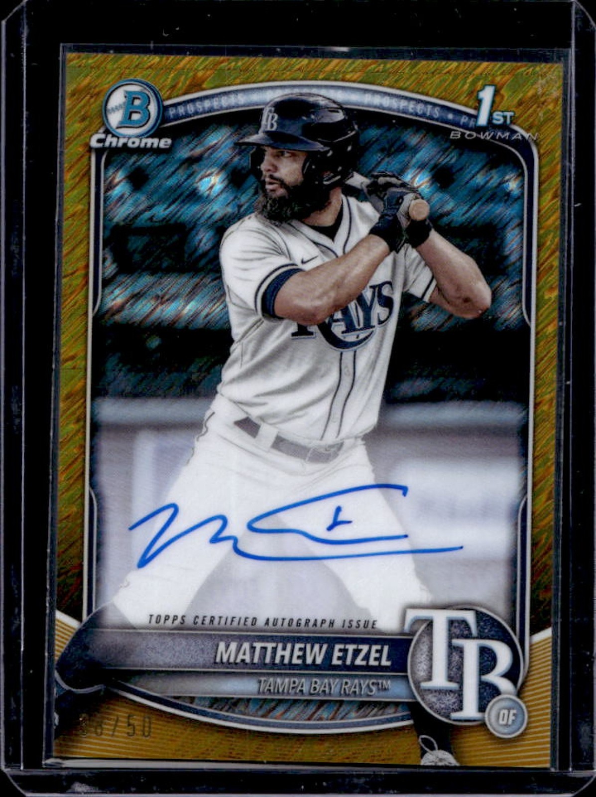 2025 Bowman Chrome Matthew Etzel Auto Gold Shimmer Refractor 1st #38/50