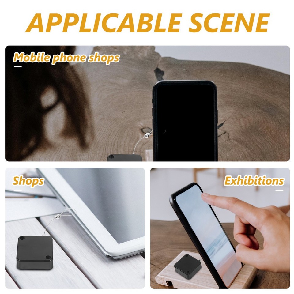 Anti Theft Retractable Cable Lock Case Black Metal Plastic for Shop ...