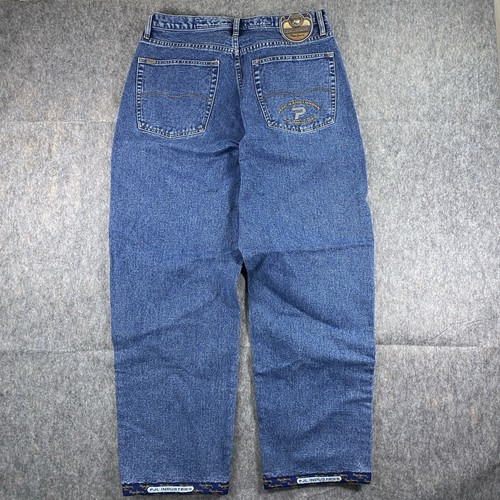 Vintage Y2K Pepe Jeans Men's 34 x 32 Baggy Wide Leg Blue Skate Embroidered Denim