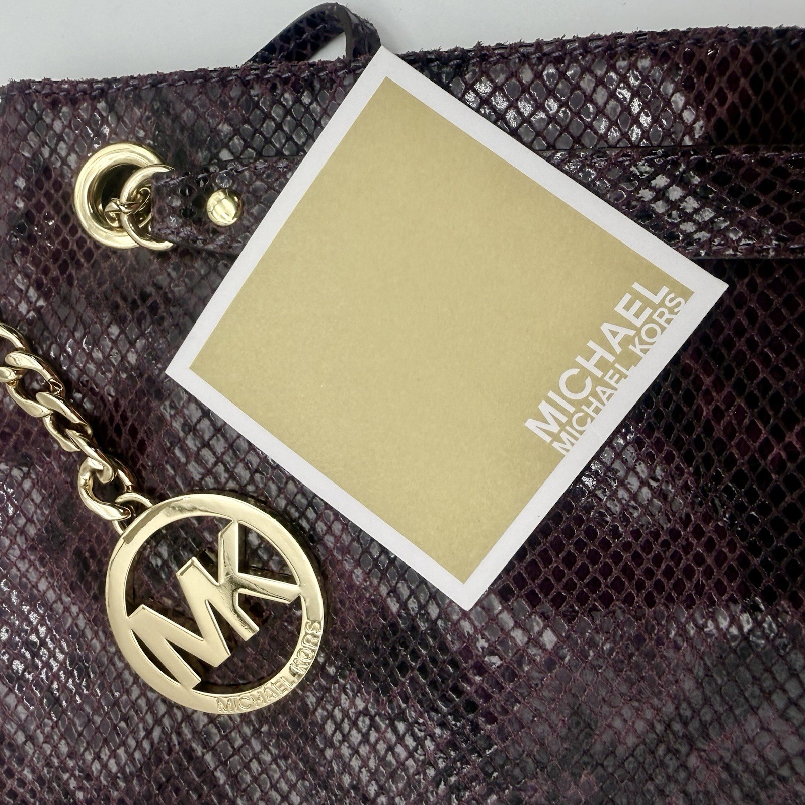 Purple  Python Embossed Leather Chain Shoulder To… - image 10