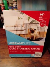 Vibrant Life Single-Door Folding Dog Crate w/Divider, 24" Leak Proof Durable NIB