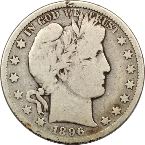 1896-S Barber Half Dollar 50C, Good G+