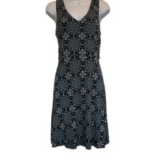 LOFT Blue Pink Geometric Mandala Print V neck Sleeveless Flowy Skater Dress 4