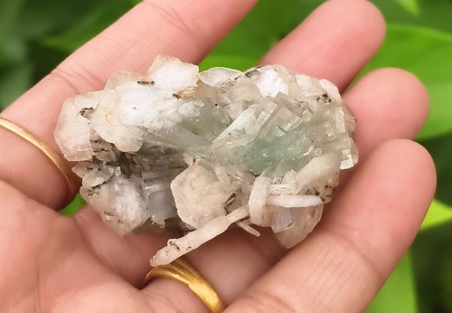 Apophyllite Disco ball On Stilbite Minerals Specimen India BO=27 - Picture 3 of 9