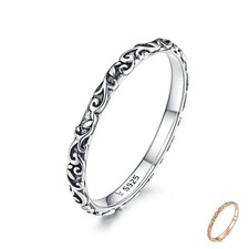 925 Sterling Silver Vintage Carved Band Ring ...
