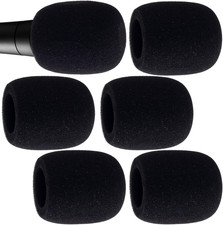 6pcs Foam Microphone Covers Thickened Reusable Mic Windscreens Black