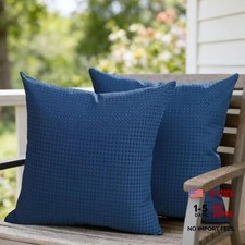 Outdoor Pillow Covers 18X18 Inch Set of 2 18" x 18" Pack of 2 Dark Blue
