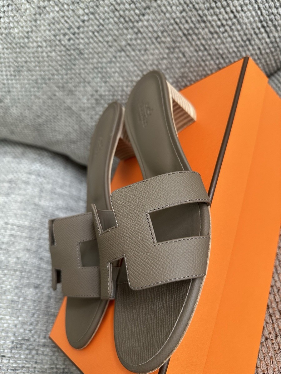 Size 37EU Brand New Hermès Etoupe Epsom Calfskin Oasis Sandals | eBay