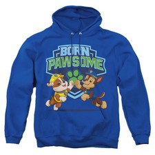 Paw Patrol Born Pawsome Mens Hoodie Royal Blue Officially Licensed