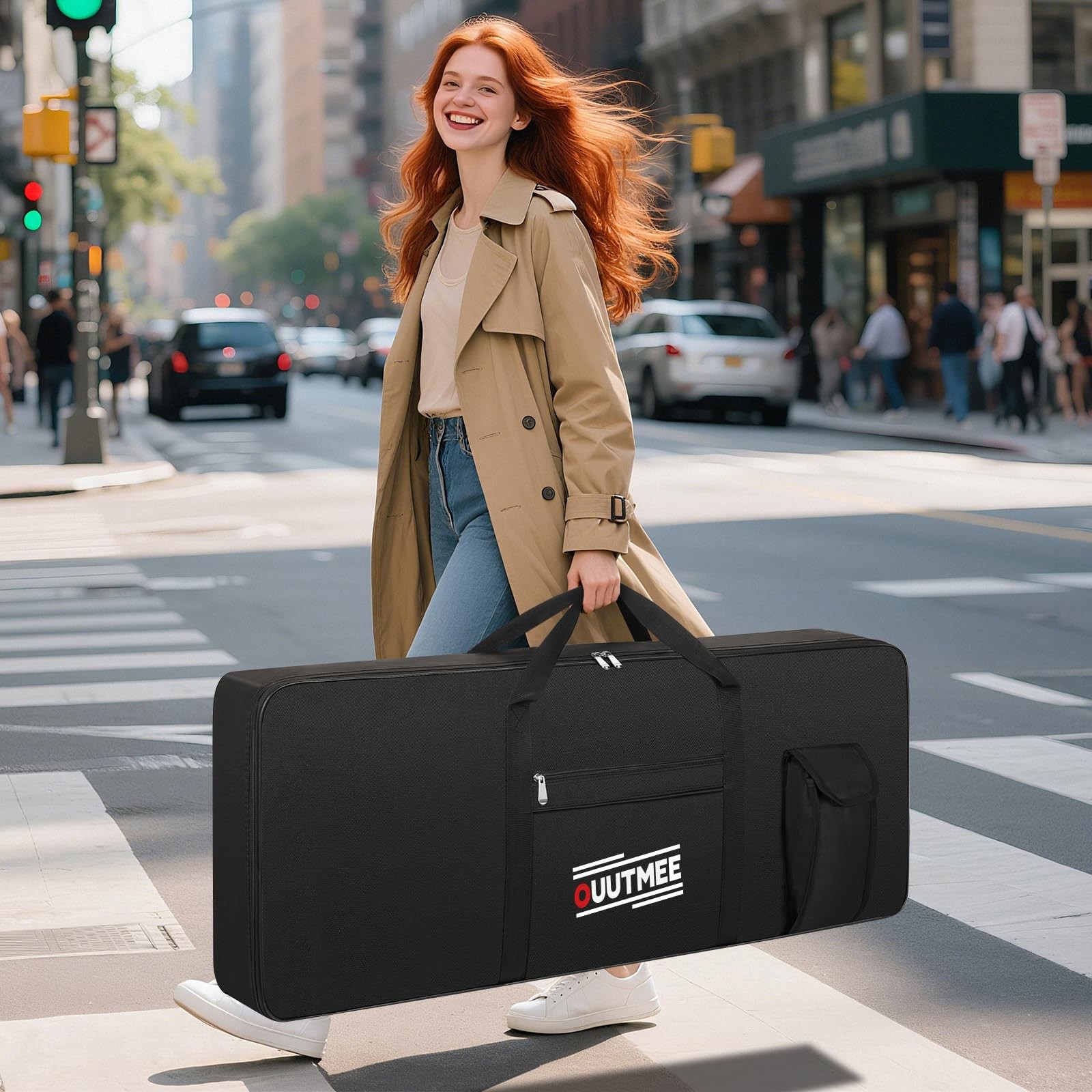 OUUTMEE Tastiera 61 Tasti Gig Bag 600D Oxford Custodia Pianoforte con Imbottitura 10mm foto 6