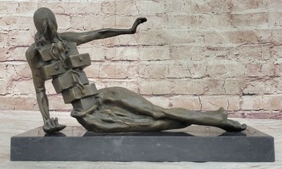 Salvador Dali Abstract Modern art Mid Century Female Bronze Sculpture Statue Art