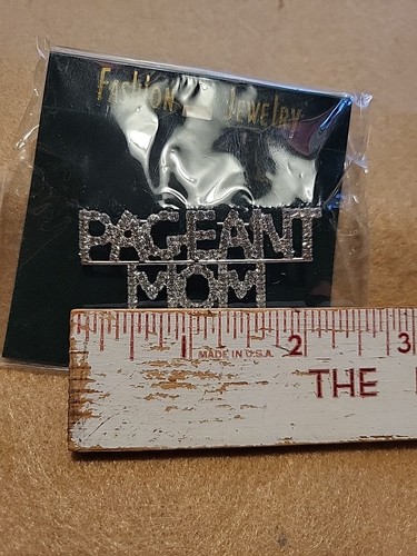 Vintage PAGEANT MOM Rhinestone Pin Brooch 2" - Picture 3 of 3