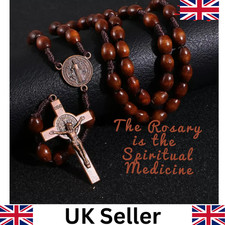 Handmade Wooden Rosary Beads Catholic Cross Christian Antique Traditional Style