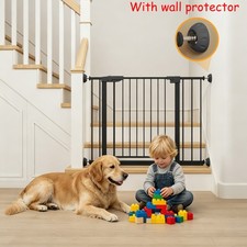 Wide Baby Gate with Wall Protector for Stairs, 29.5-45.3" Dog Gate for Doorways