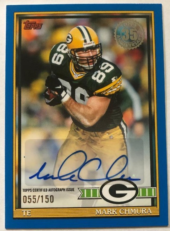 2026 Topps Flagship FB Mark Chmura 1991 Blue Auto #55/150 Green Bay Packers