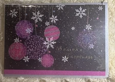Papyrus Christmas Card Pre-2010 RARE HTF TURNOWSKY Mosaic Style Ornaments Snow