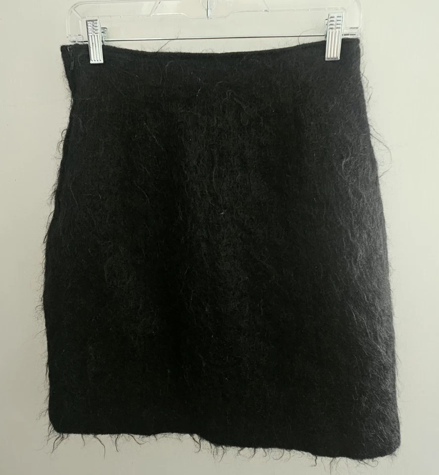 Falda de lana mohair negra vintage años 80 inscripción por RYKIEL TALLA 2 1989 WOW Foto 4 de 4